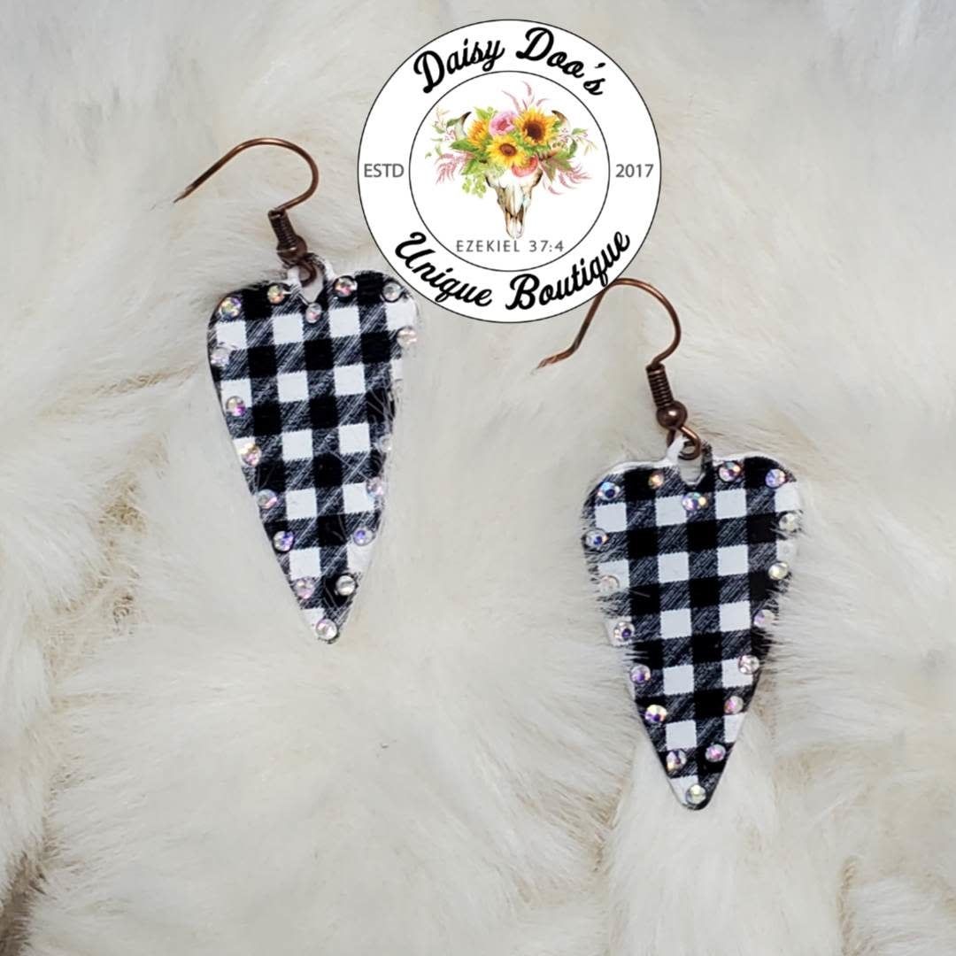 Plaid Heart Earrings