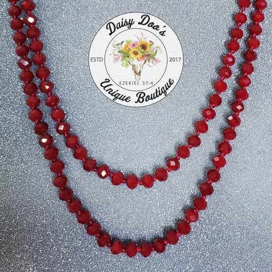 Deep Red Beaded Necklace