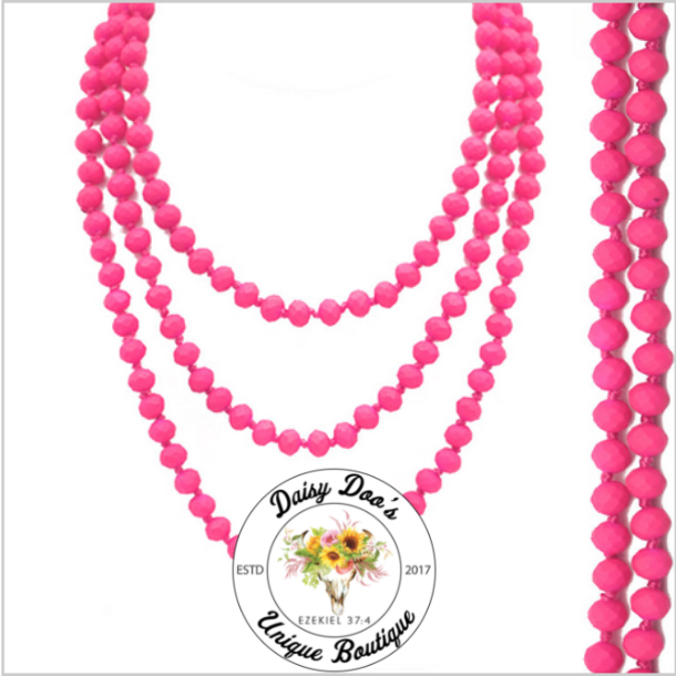 Hot Pink  Beaded Necklace