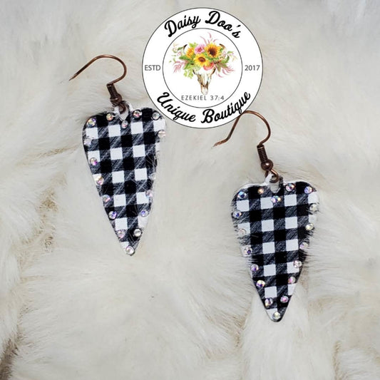 Plaid Heart Earrings