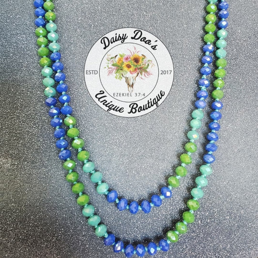 Turquoise, Green, & Blue Beaded Necklace